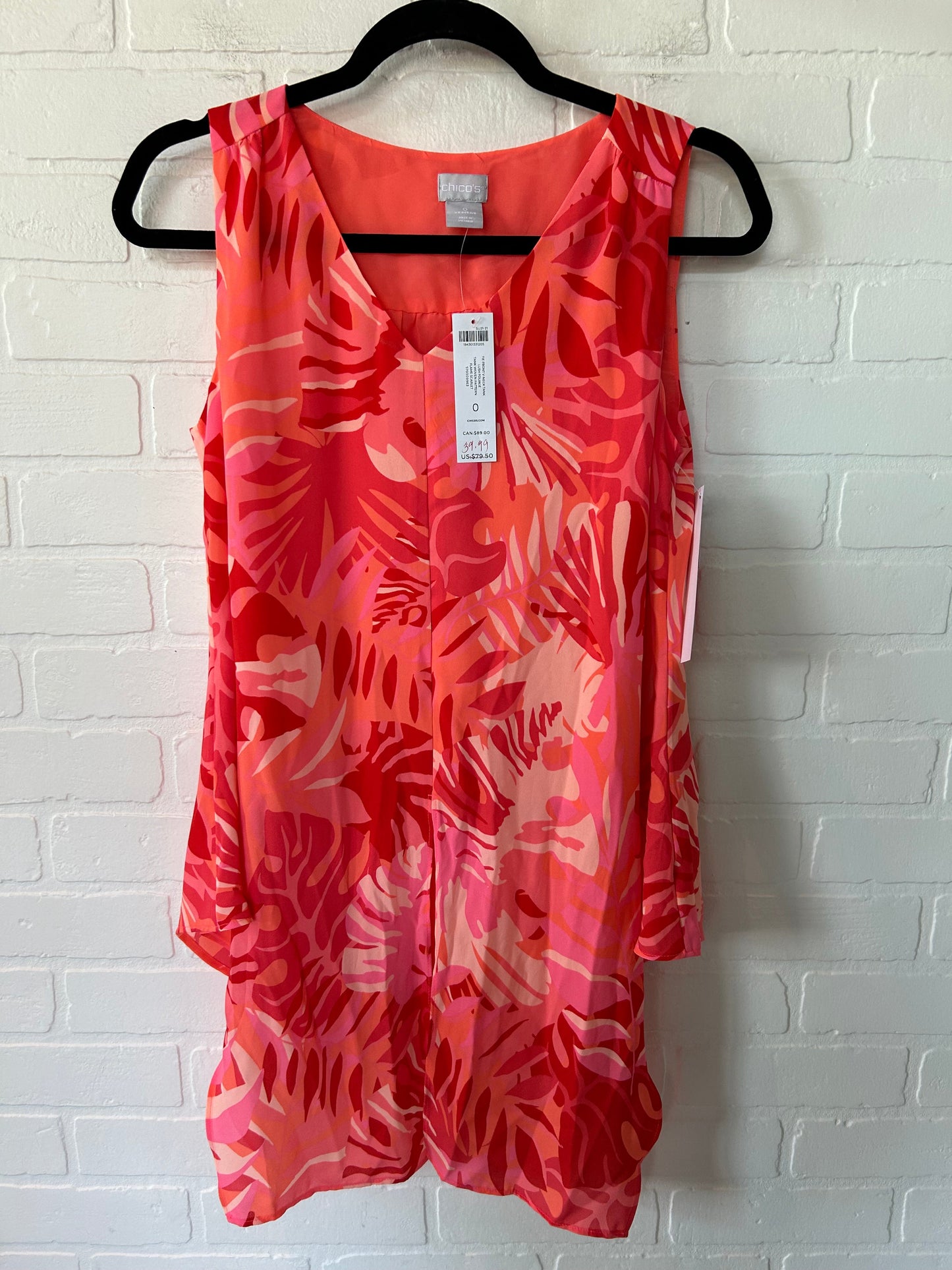 Orange & Pink Top Sleeveless Chicos, Size S