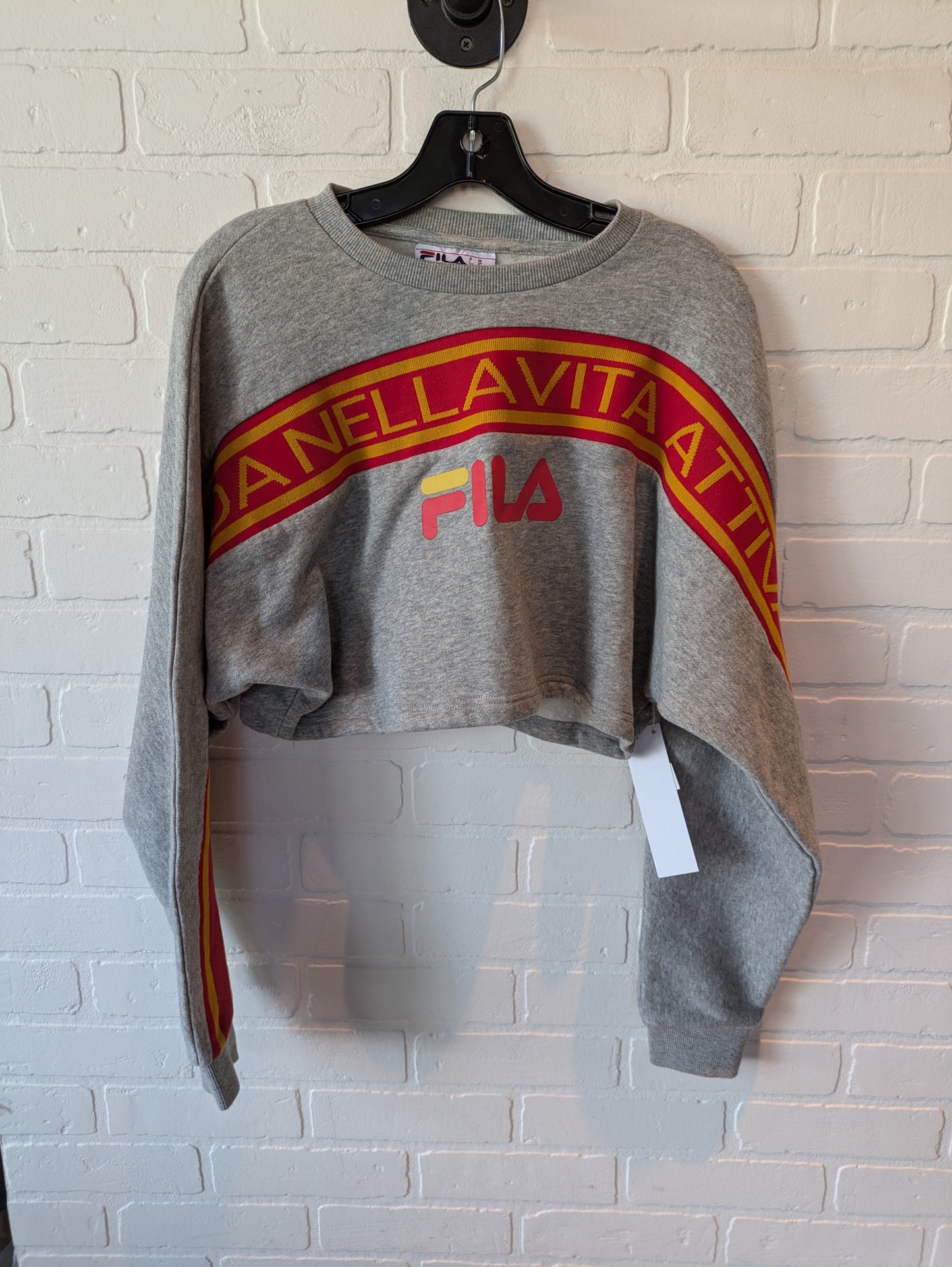 Sweatshirt Crewneck By Fila In Grey & Red, Size: M