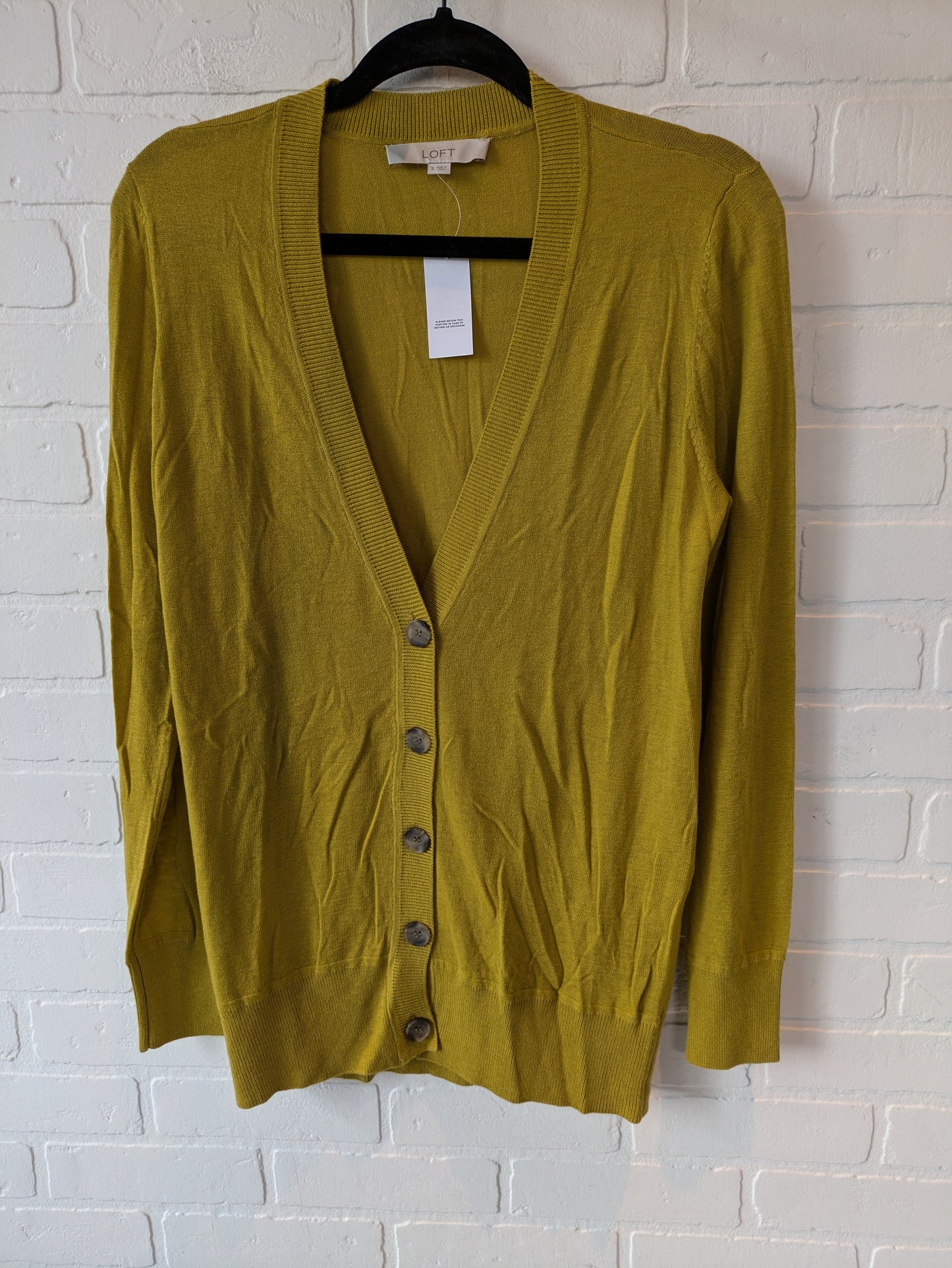 Sweater Cardigan By Loft In Yellow, Size: S