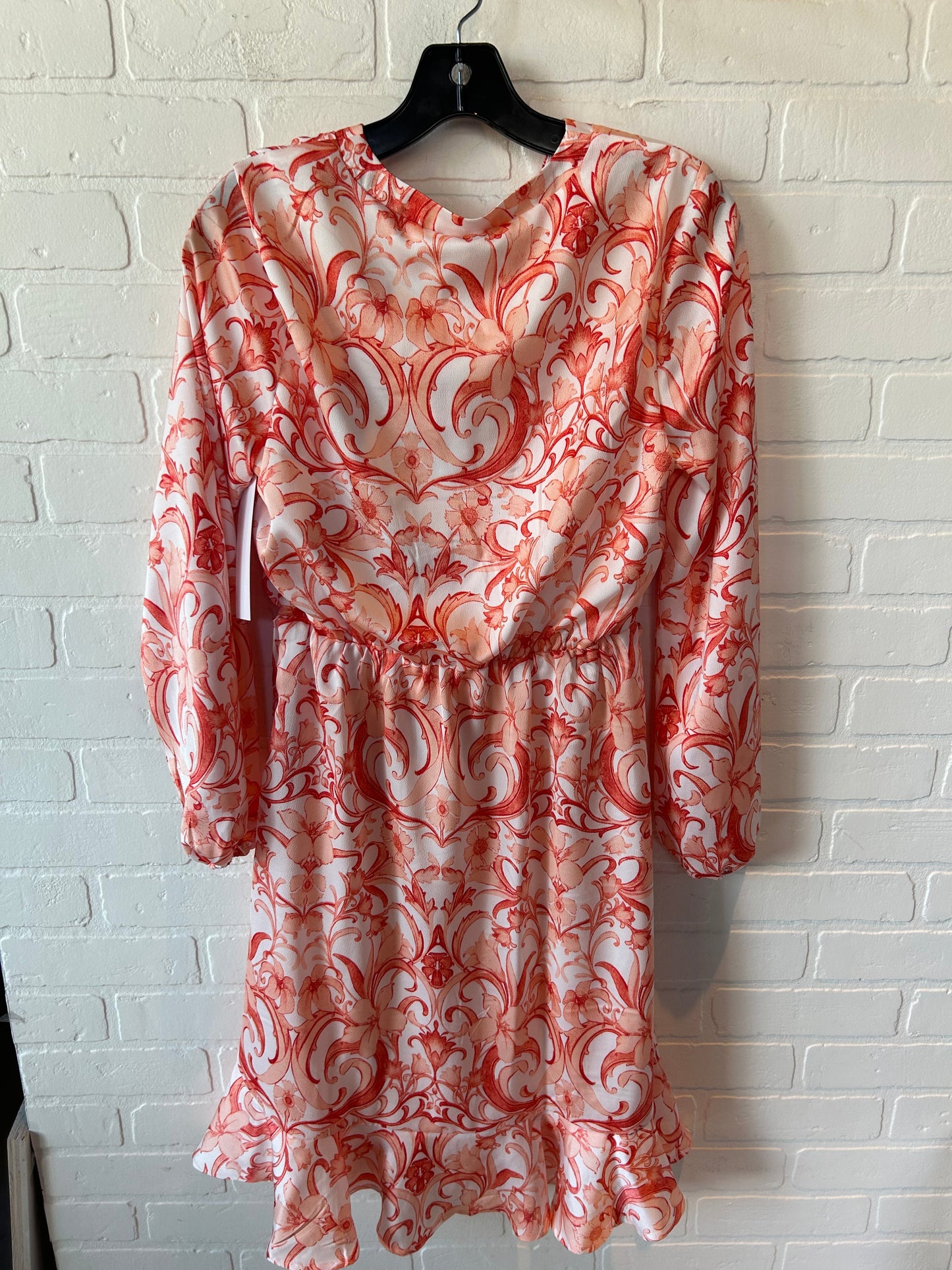 Dress Casual Midi By Tahari By Arthur Levine In Orange & White, Size: M