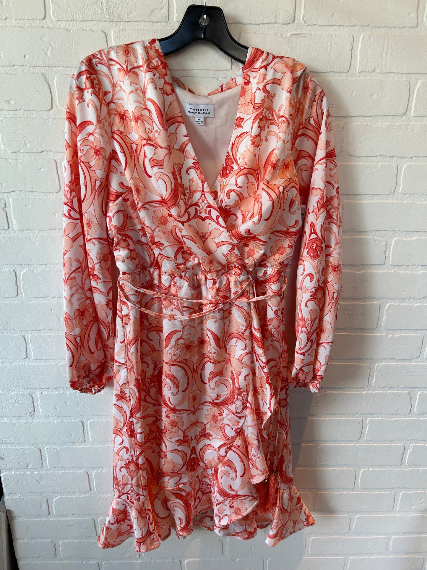 Dress Casual Midi By Tahari By Arthur Levine In Orange & White, Size: M