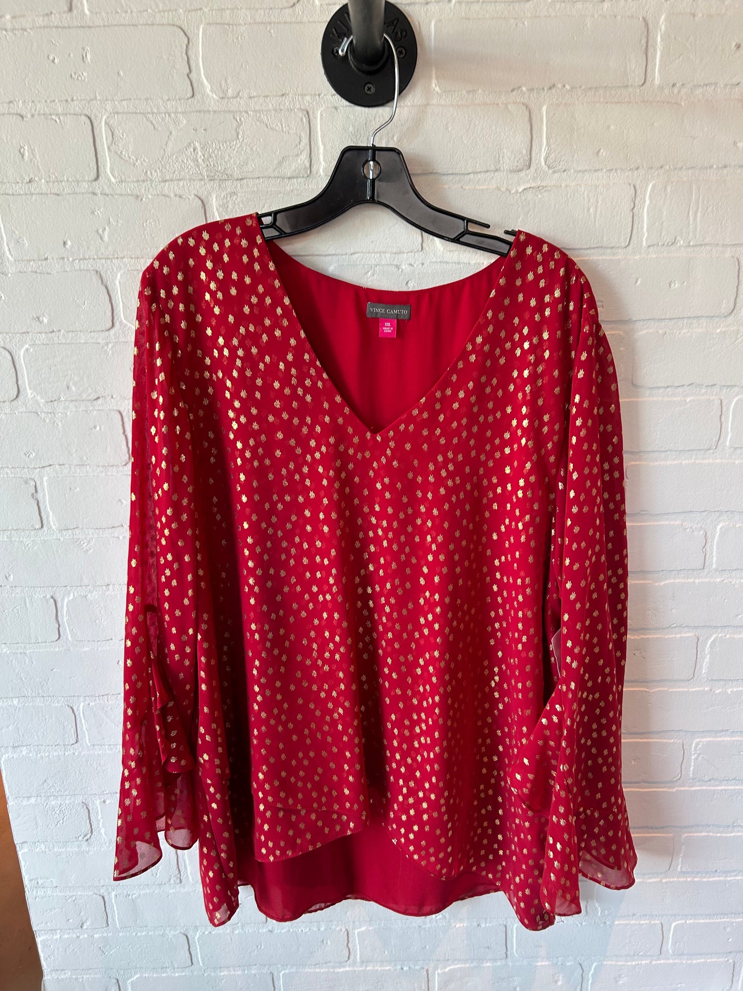 Top Long Sleeve By Vince Camuto In Red, Size: 1x