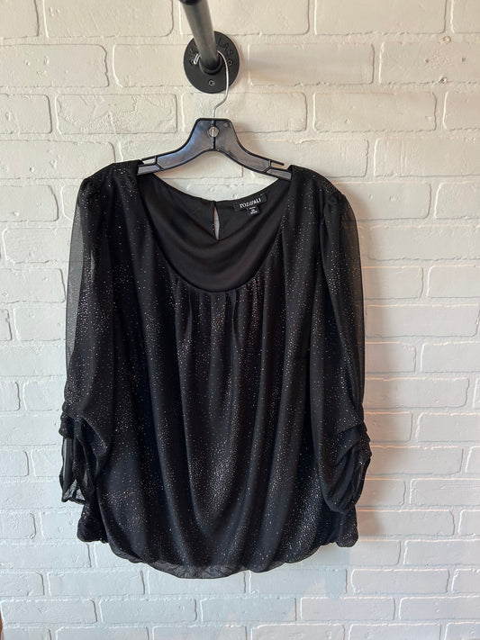 Top Long Sleeve By Roz And Ali In Black, Size: 2x