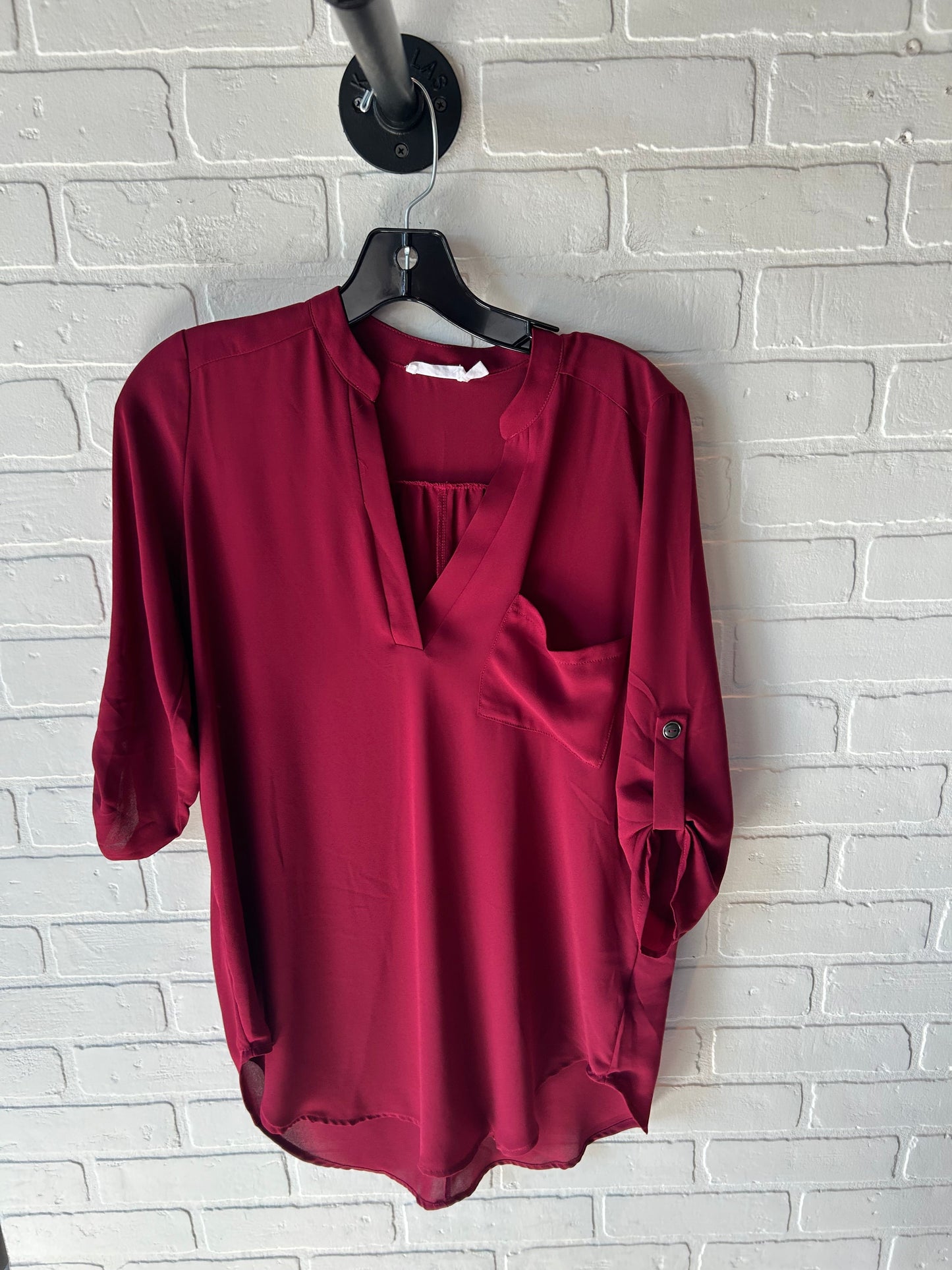 Top 3/4 Sleeve By Lush In Red, Size: Xs