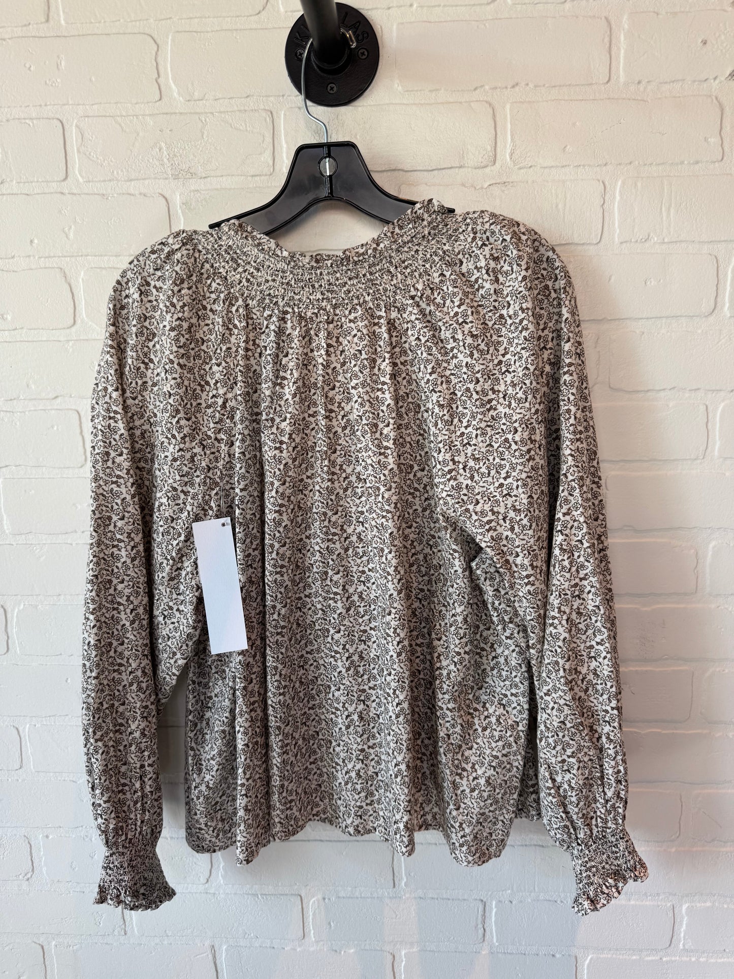 Top Long Sleeve By Old Navy In Brown & White, Size: L