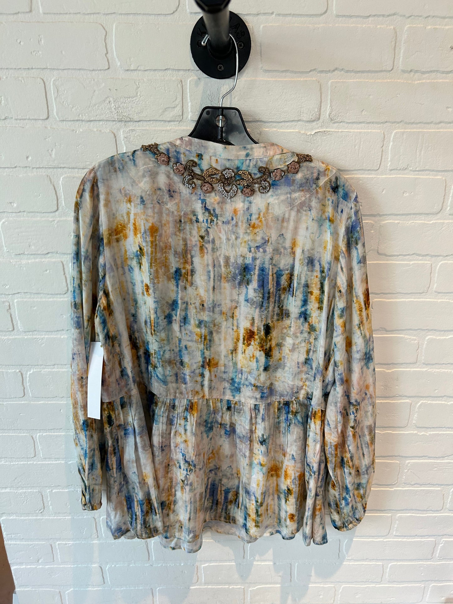 Top Long Sleeve By Soft Surroundings In Blue & Gold, Size: M