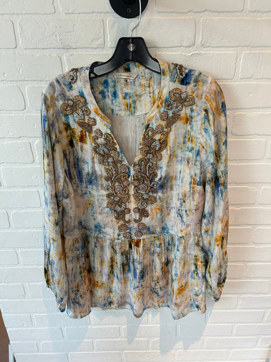 Top Long Sleeve By Soft Surroundings In Blue & Gold, Size: M