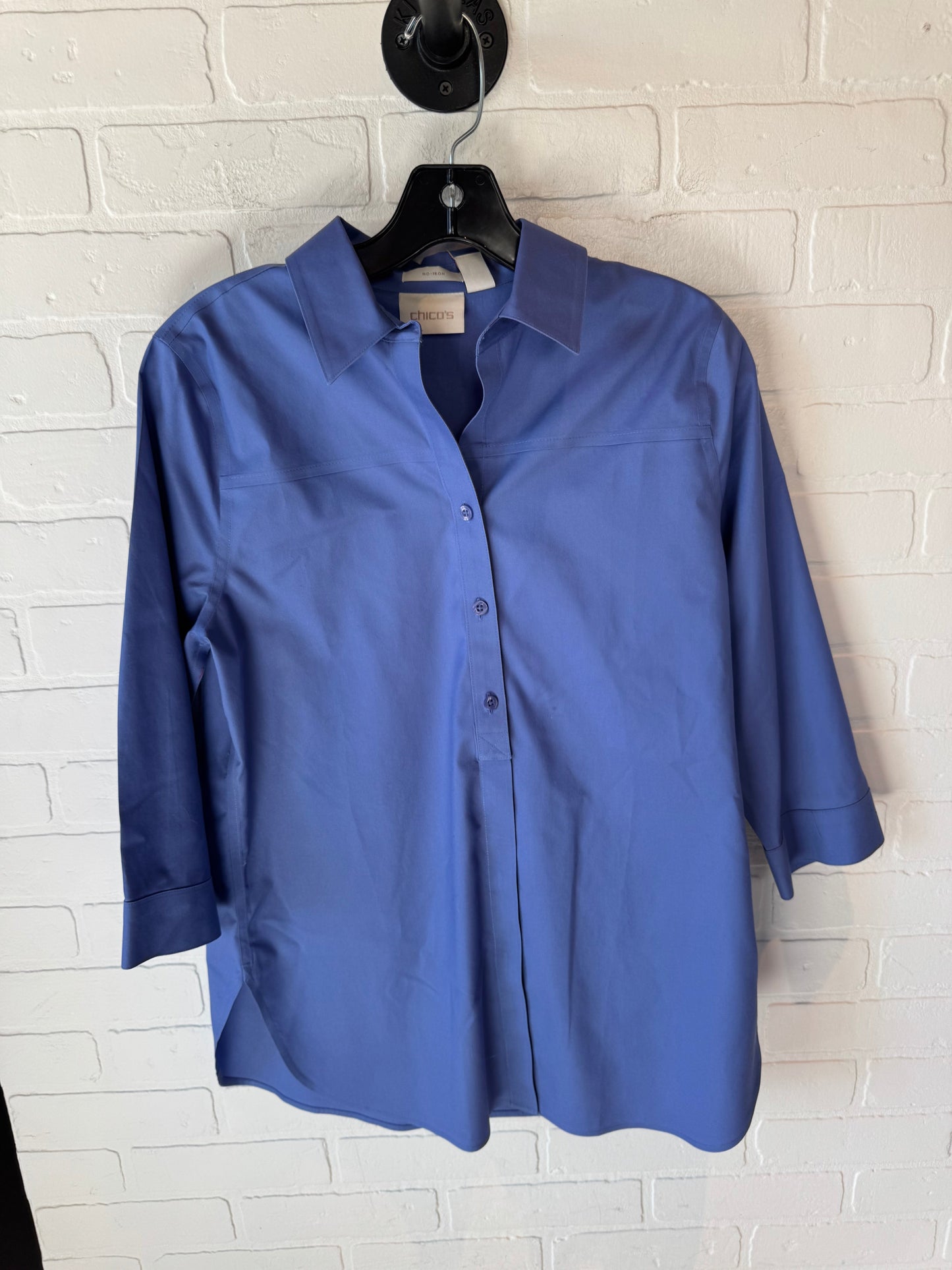 Top 3/4 Sleeve By Chicos In Blue, Size: Xs