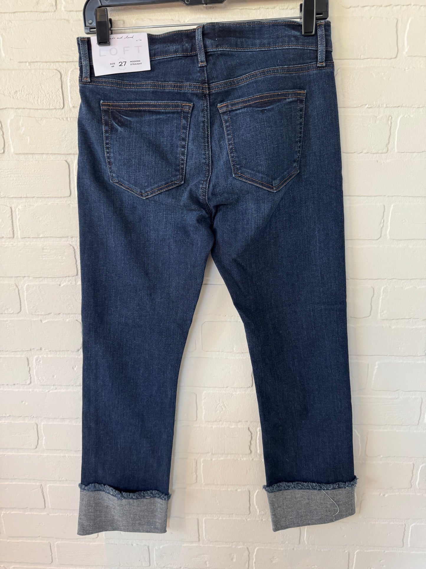 Jeans Straight By Loft In Blue Denim, Size: 4p