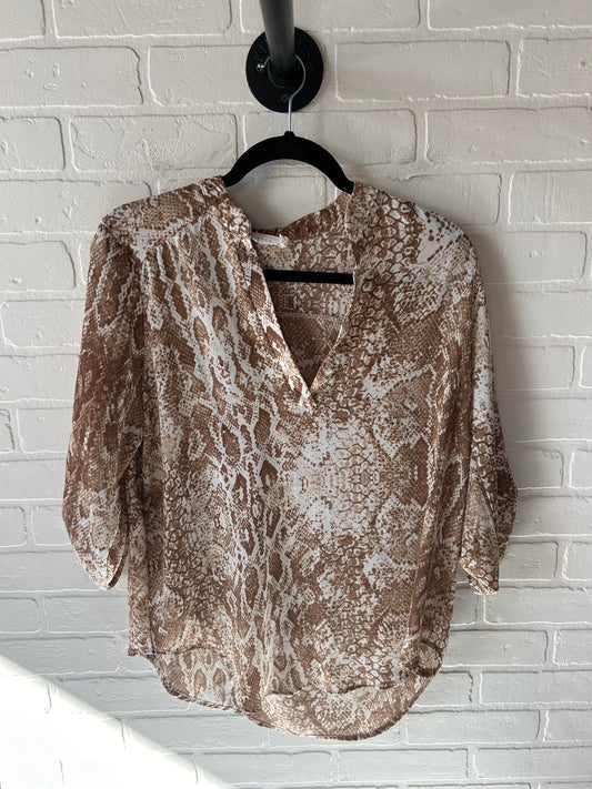 Top Long Sleeve By Lush In Brown & White, Size: M