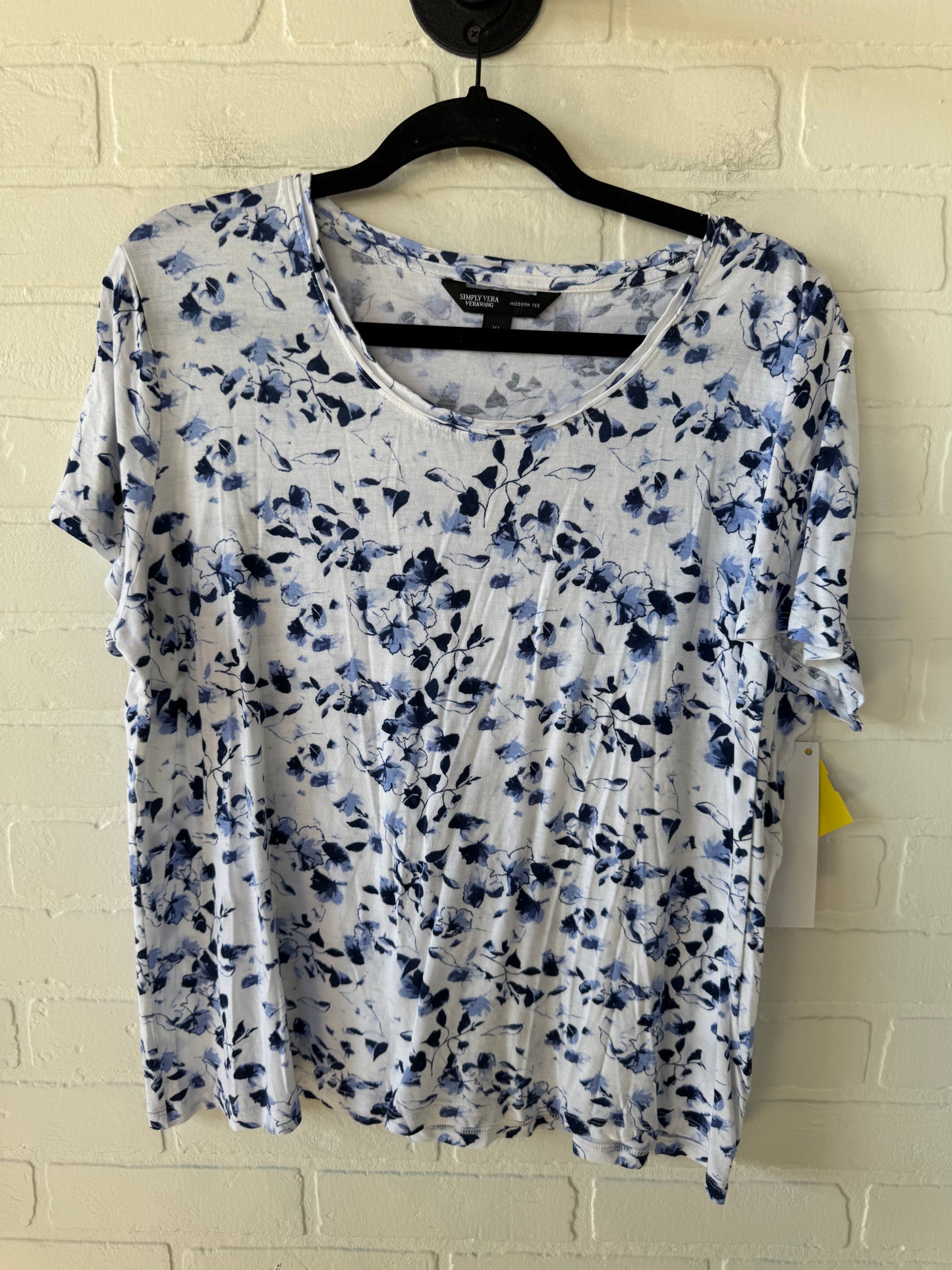 Top Short Sleeve Basic By Simply Vera In Blue & White, Size: Xl