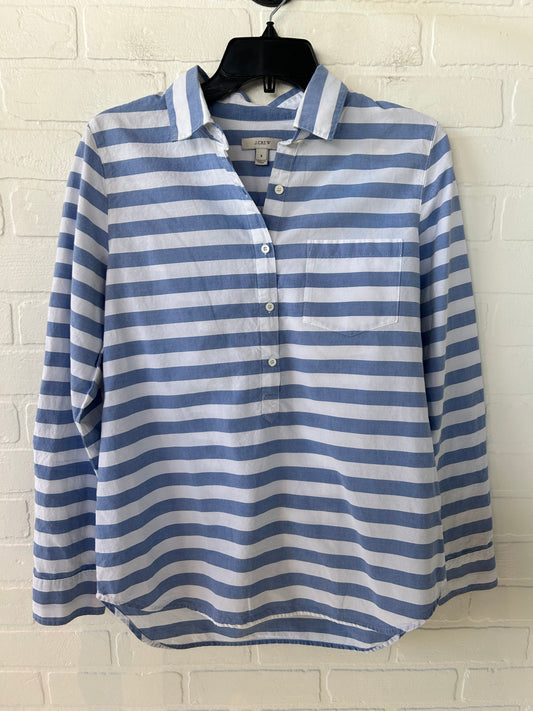 Top Long Sleeve By J. Crew In Blue & White, Size: M