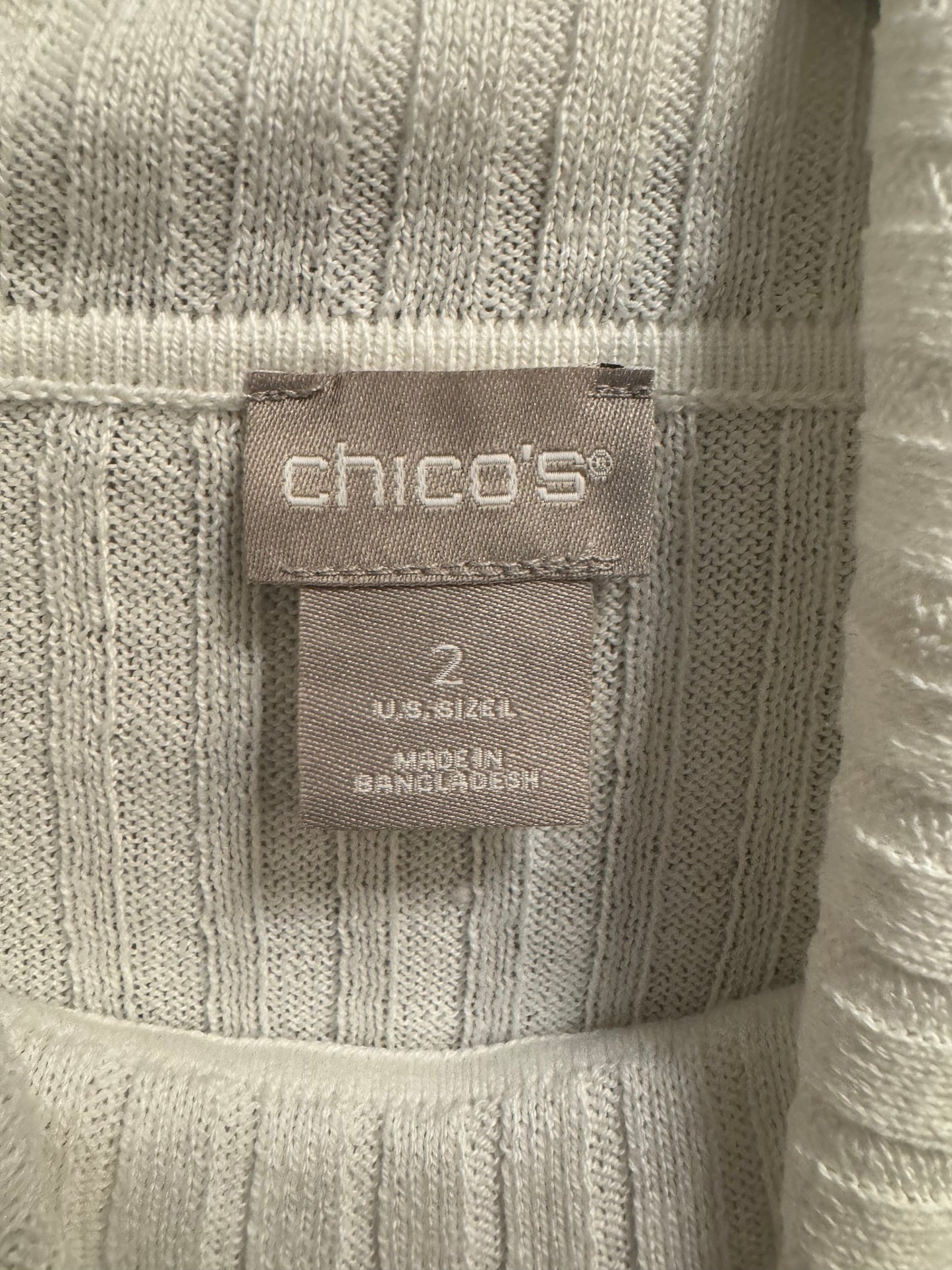 Top Long Sleeve By Chicos In White, Size: L