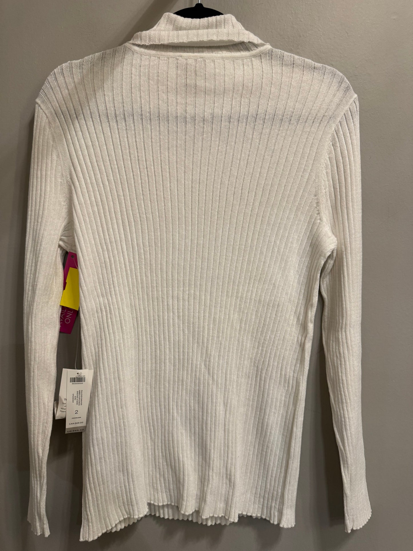 Top Long Sleeve By Chicos In White, Size: L