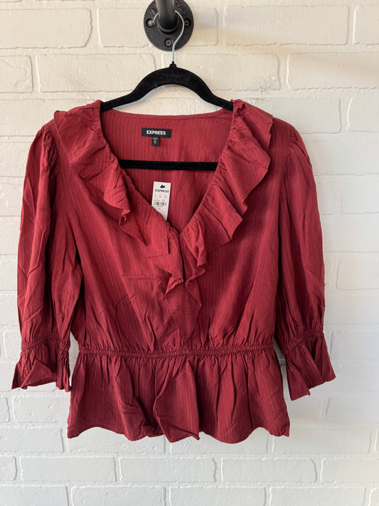 Top Long Sleeve By Express In Red, Size: M