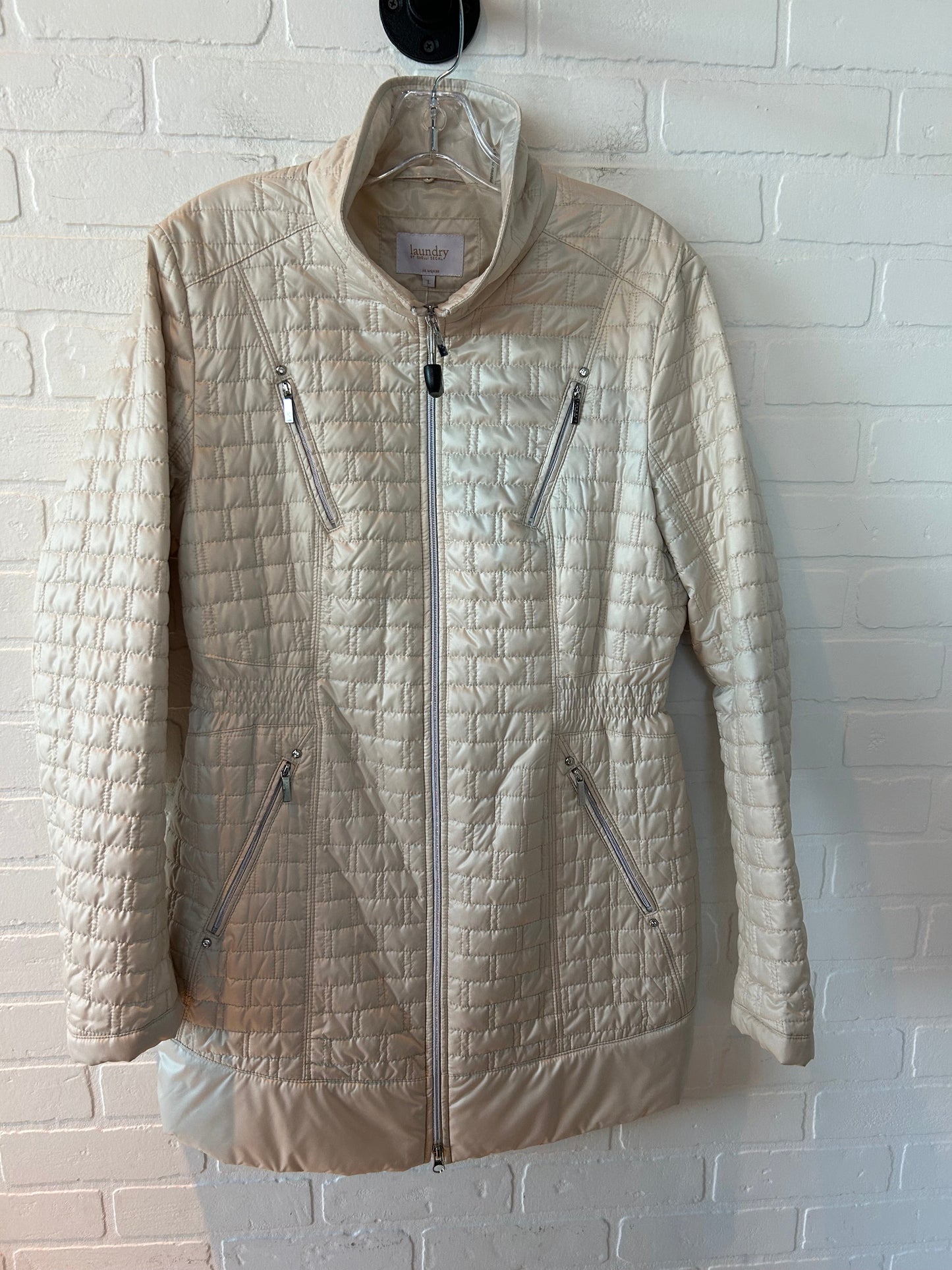 Coat Puffer & Quilted By Laundry In Cream, Size: L