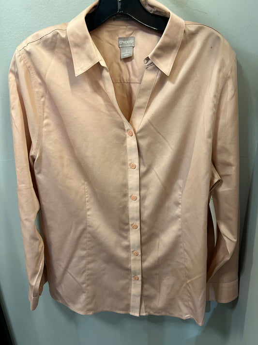 Top Long Sleeve By Chicos In Pink, Size: L