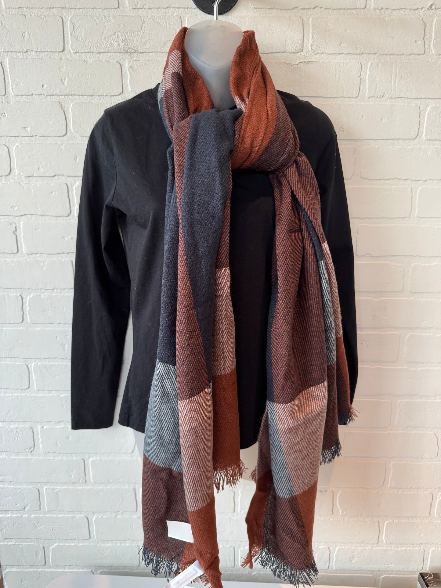 Scarf Winter By Loft In Brown & Cream