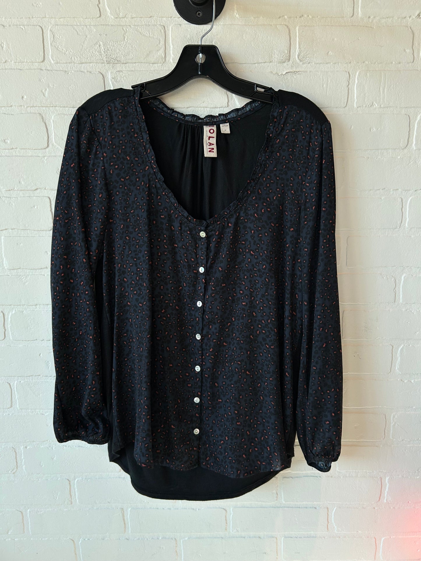 Top Long Sleeve By Dolan Left Coast In Black & Blue, Size: M