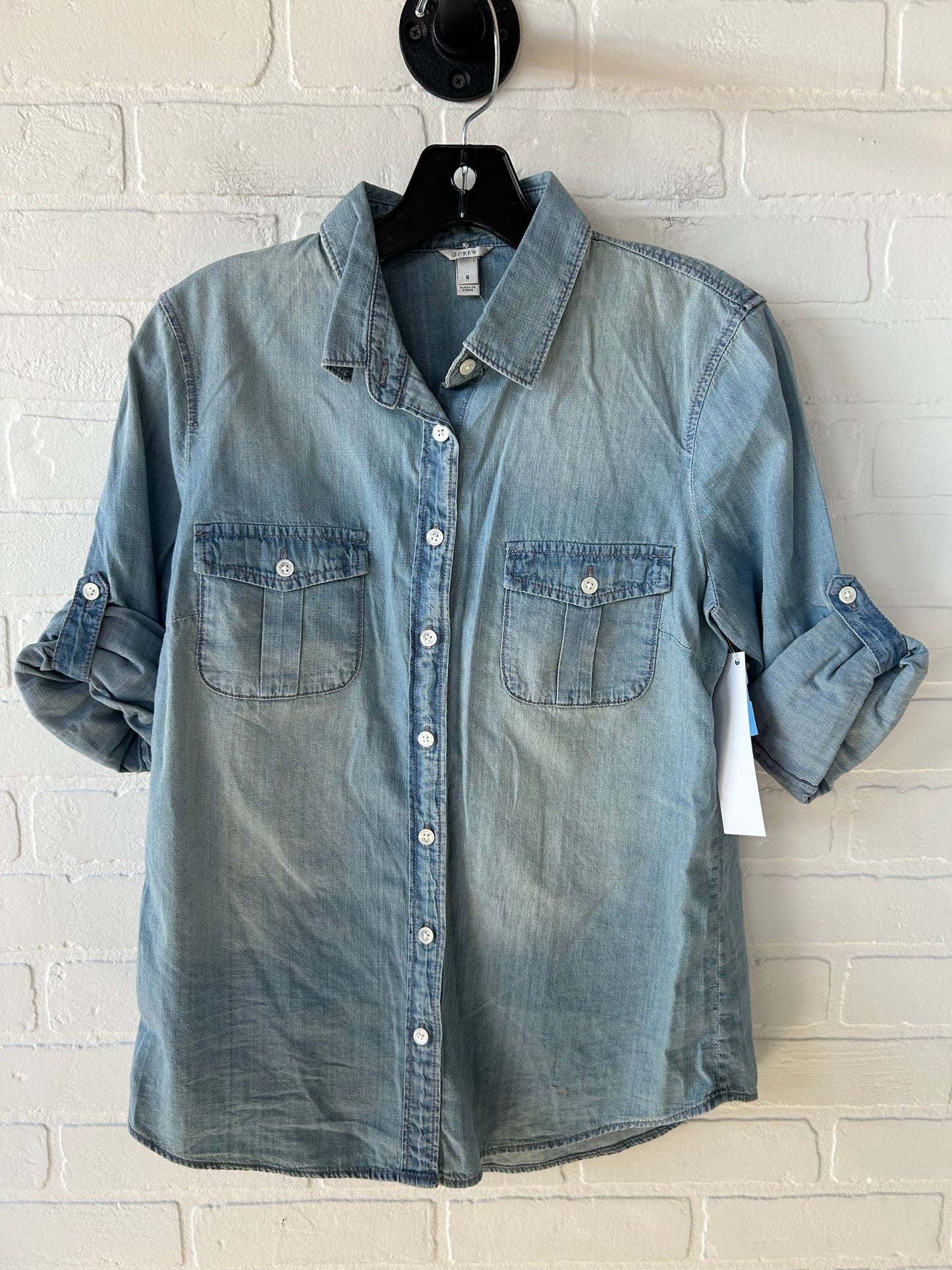 Top Long Sleeve By J. Crew In Blue Denim, Size: S