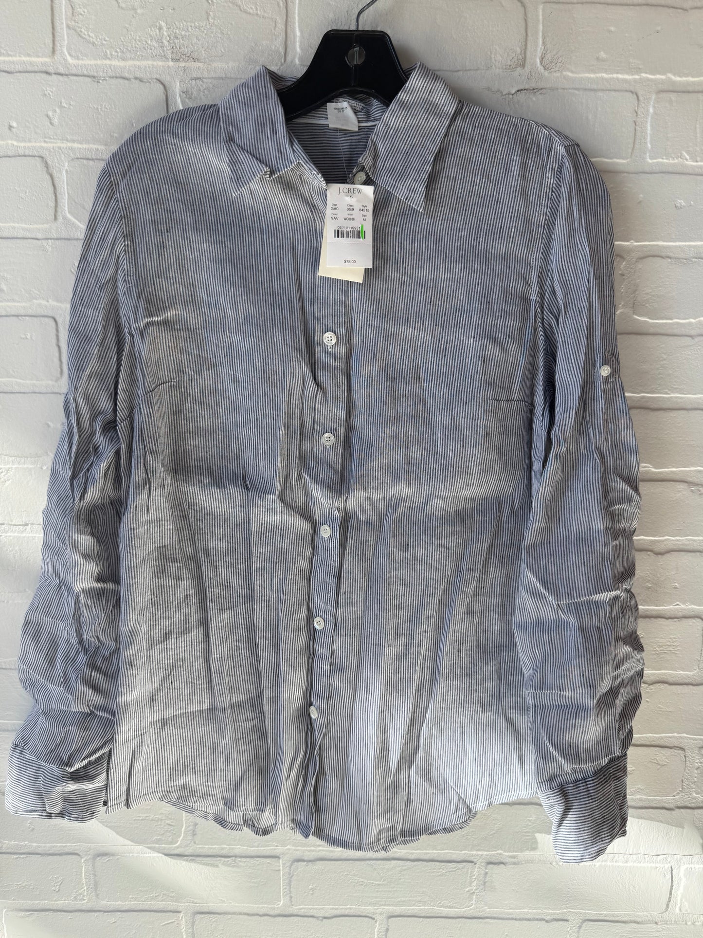 Top Long Sleeve By J. Crew In Grey & White, Size: M