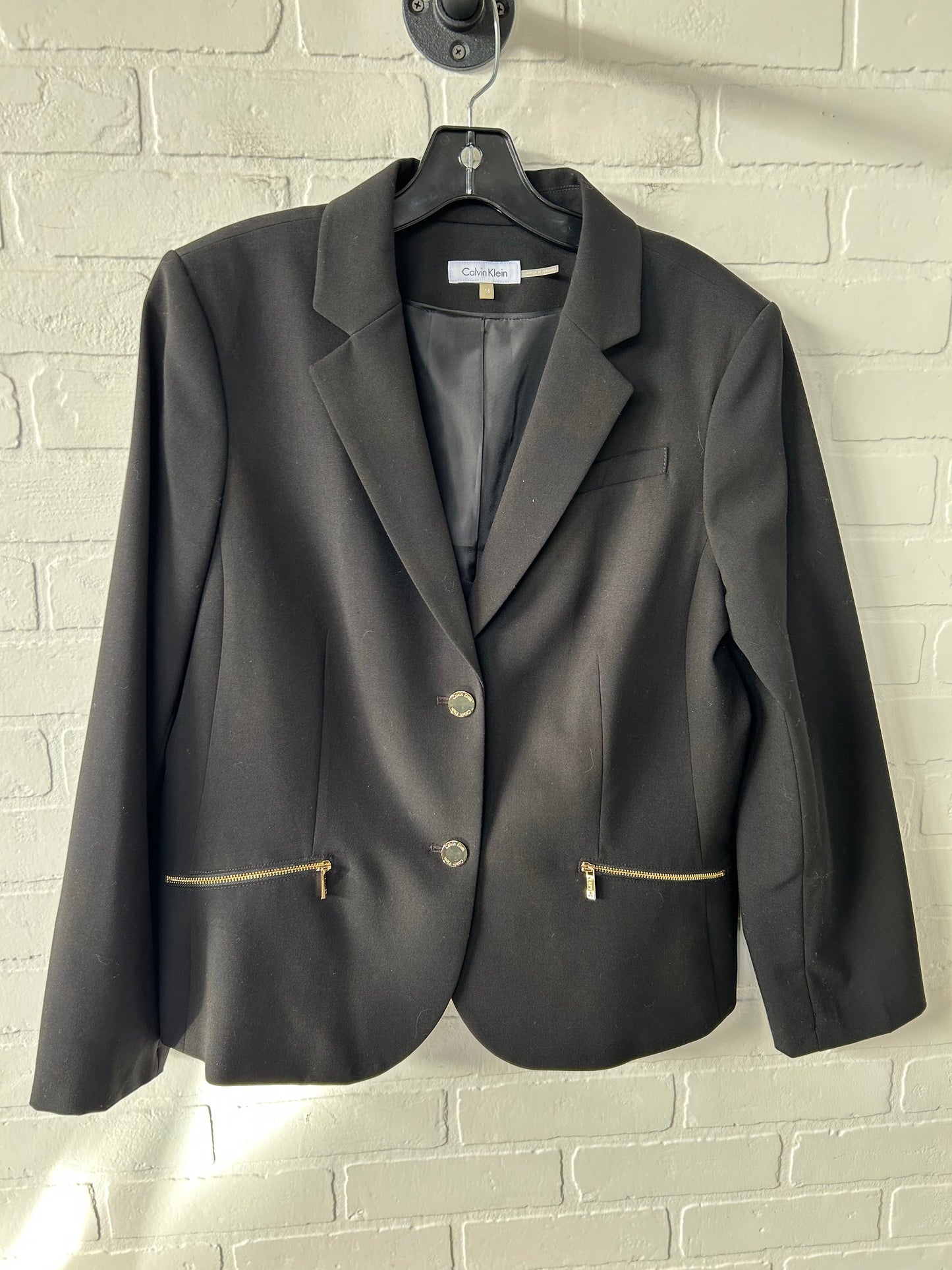 Blazer By Calvin Klein In Black & Gold, Size: 1x