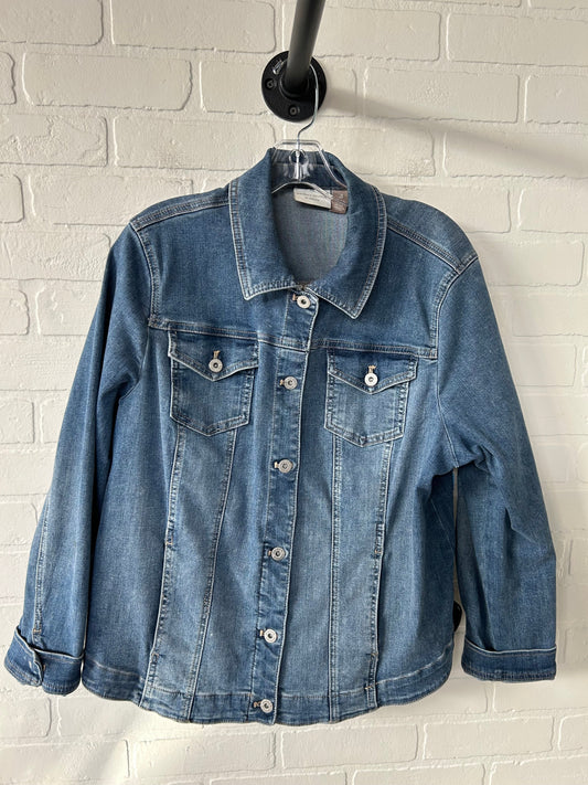 Jacket Denim By Chicos In Blue Denim, Size: Xl