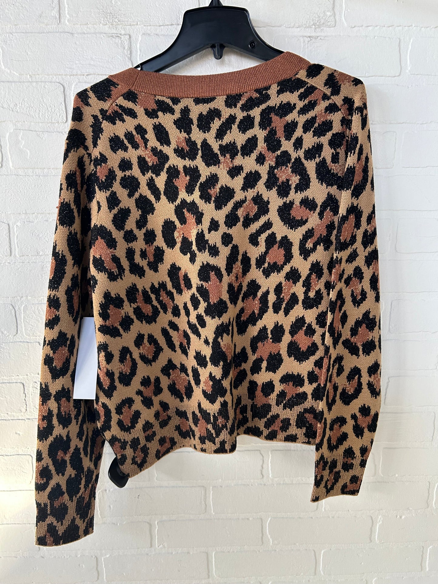 Sweater Cardigan Designer By Kate Spade In Animal Print, Size: L