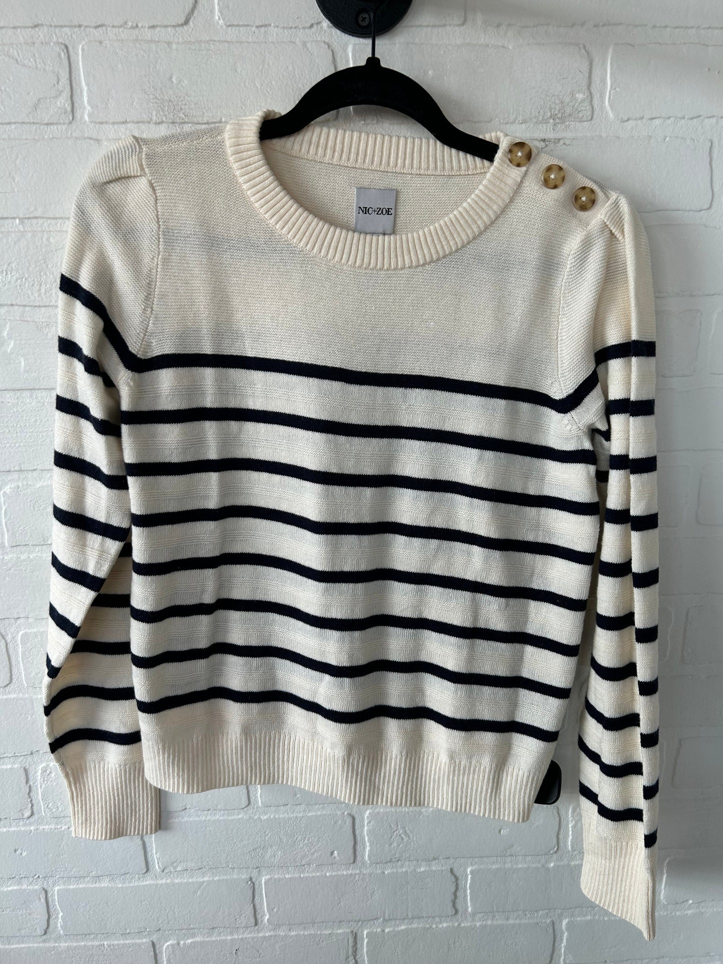 Sweater By Nic + Zoe In Black & Cream, Size: M