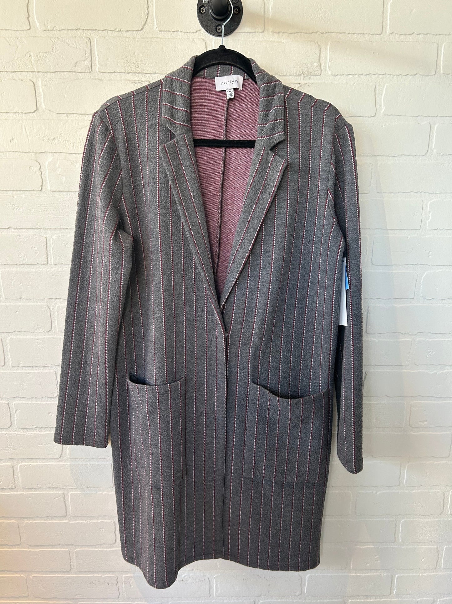 Blazer By Clothes Mentor In Grey & Red, Size: M