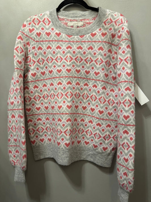 Sweater By Loft In Grey & Pink, Size: M