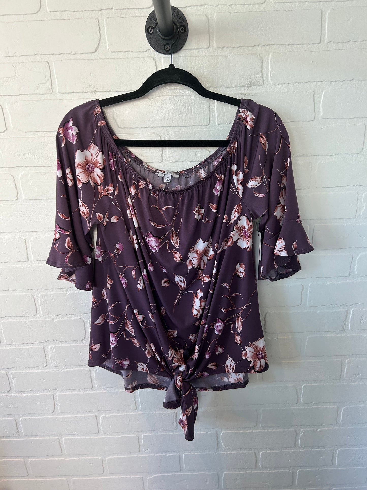 Top 3/4 Sleeve By White Birch In Purple, Size: M