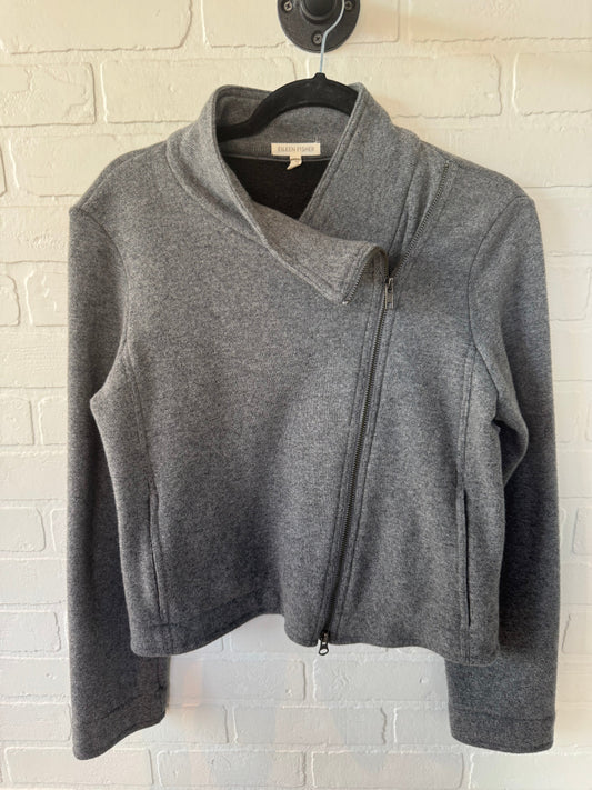 Jacket Moto By Eileen Fisher In Grey, Size: S