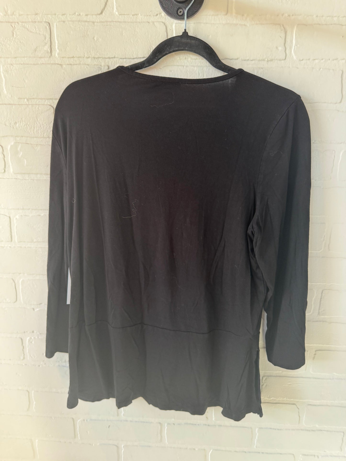 Top 3/4 Sleeve By Adrianna Papell In Black, Size: L