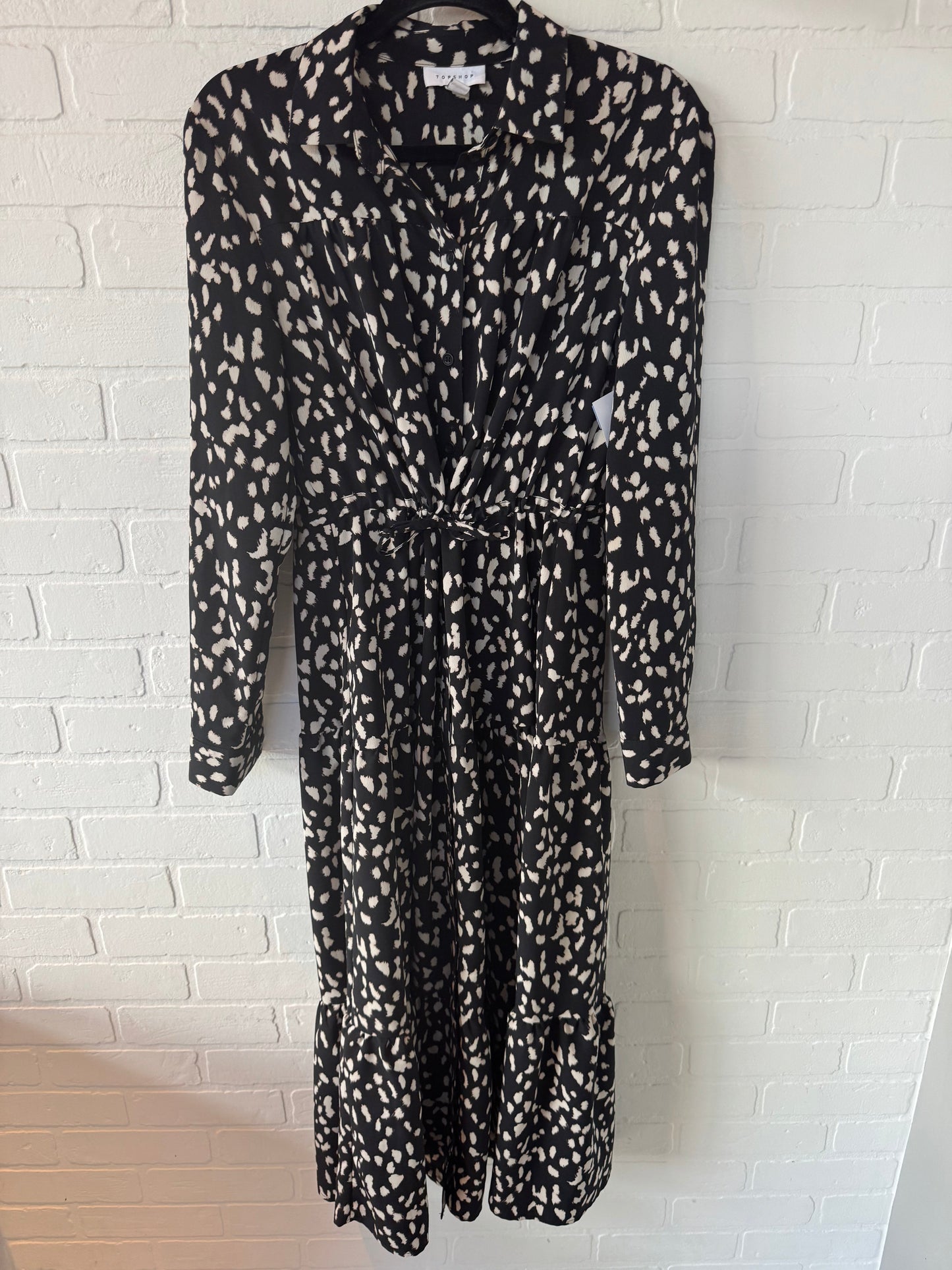 Dress Casual Midi By Top Shop In Black & Cream, Size: S