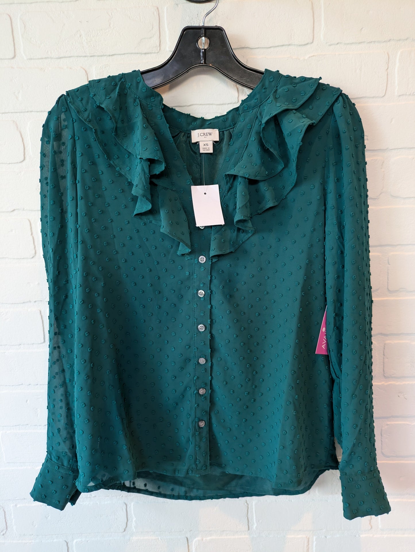 Green Top Long Sleeve J. Crew, Size Xs