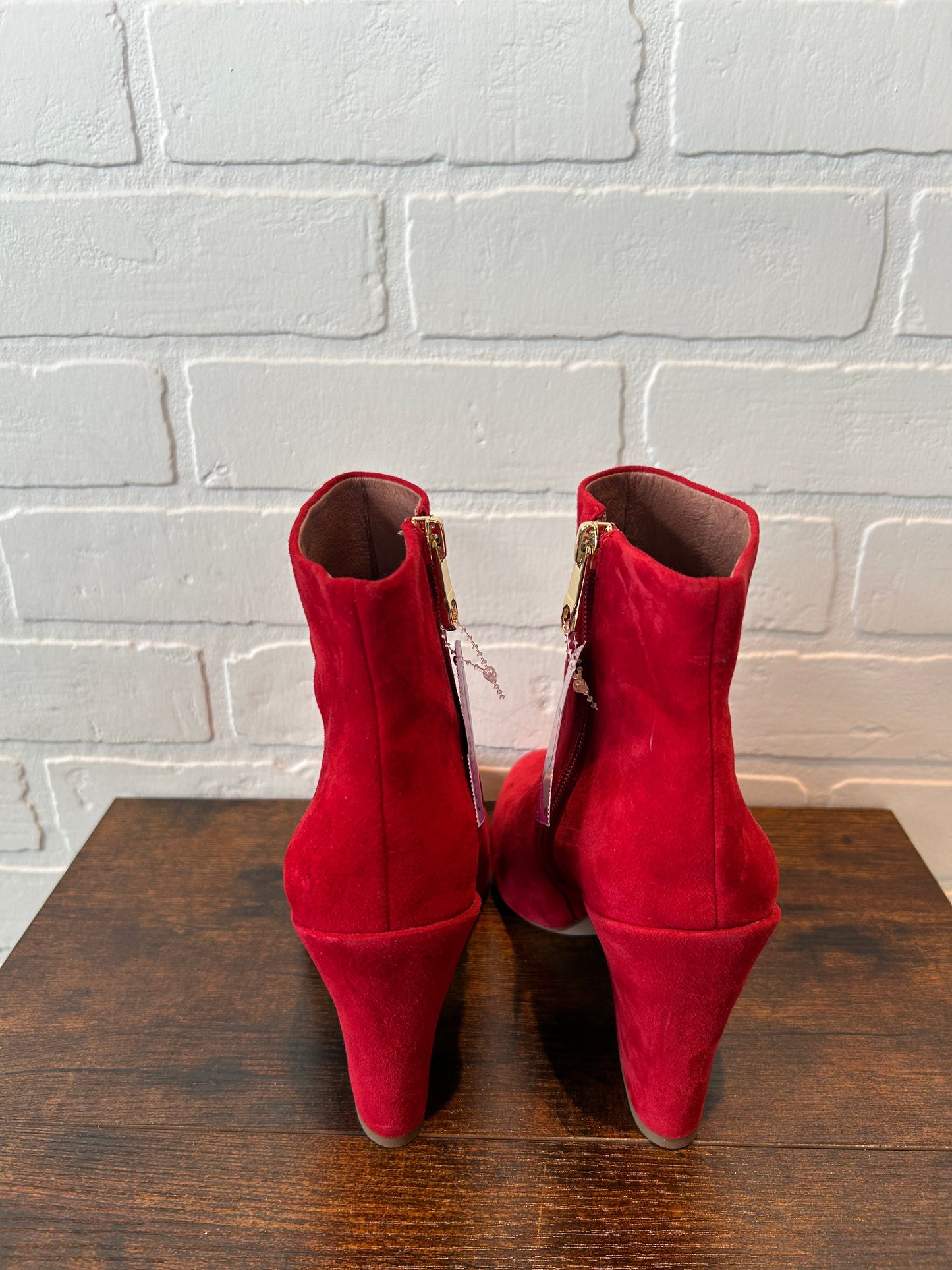 Red Boots Ankle Heels Louise Et Cie, Size 6.5