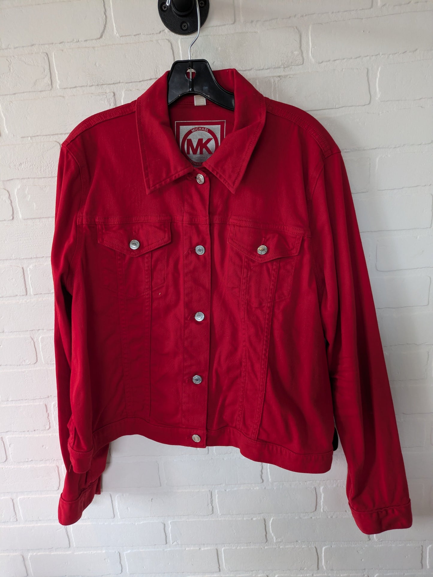 Red Denim Jacket Designer Michael Kors, Size Xxl