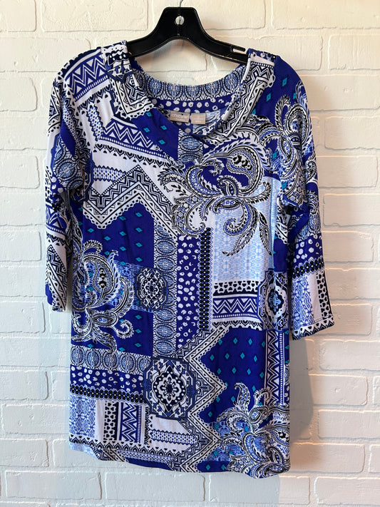 Blue & White Top 3/4 Sleeve Chicos, Size S