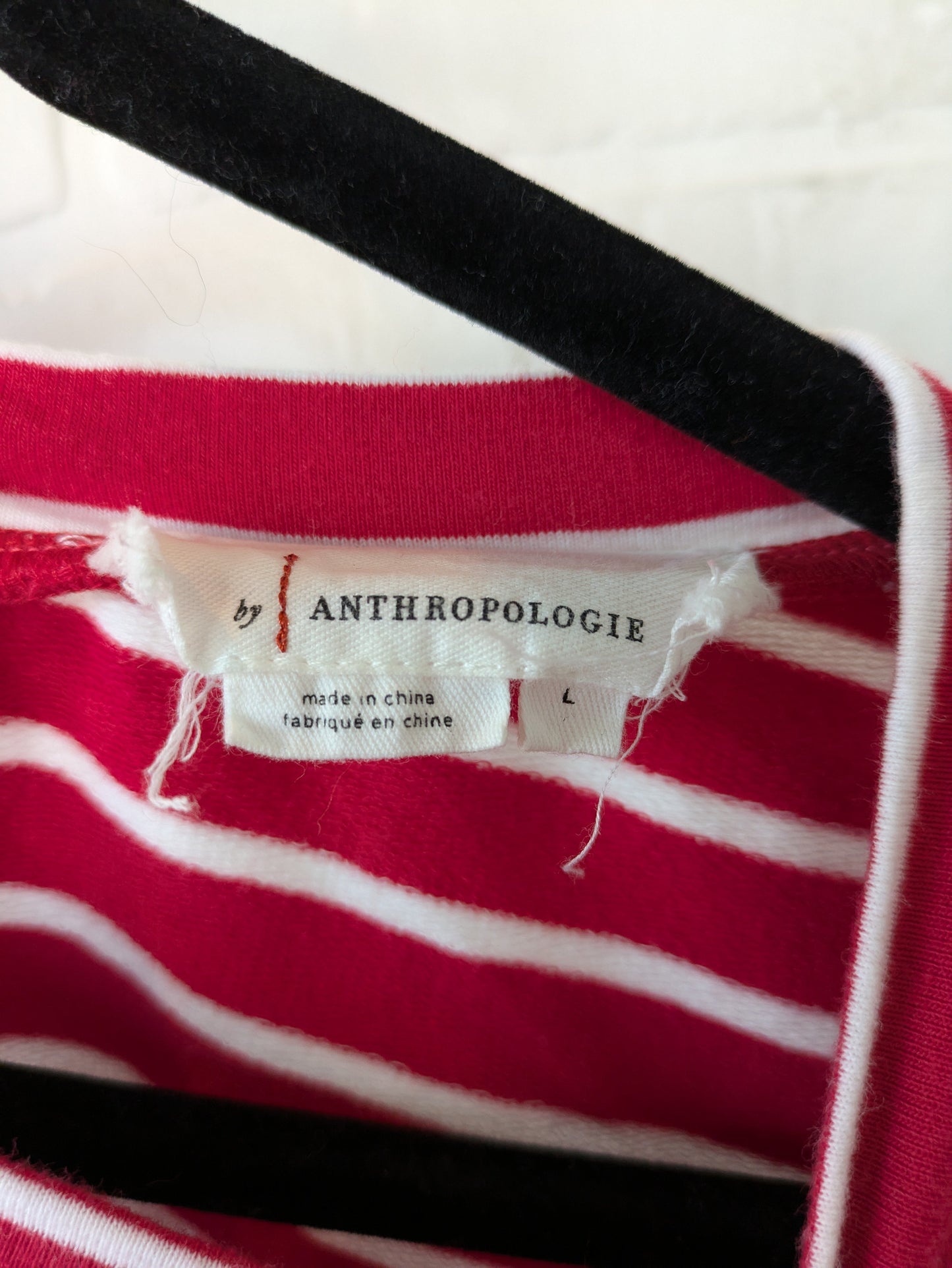 Red & White Top Short Sleeve Anthropologie, Size L