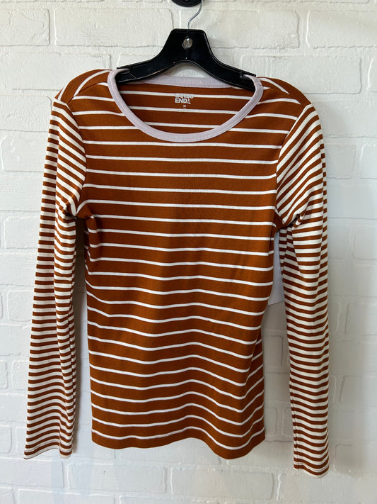 Brown & Cream Top Long Sleeve Basic Lands End, Size Xs