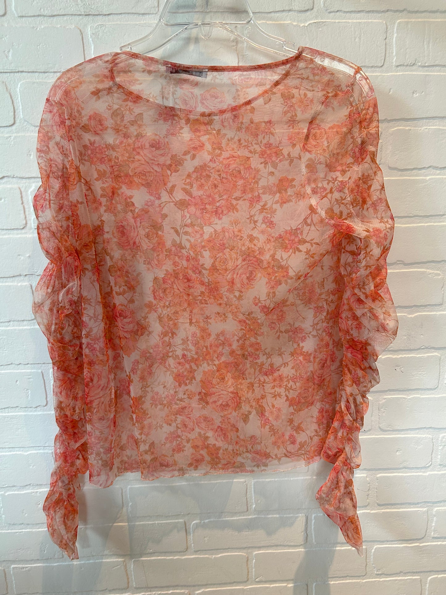 Orange Top Long Sleeve Zara, Size L