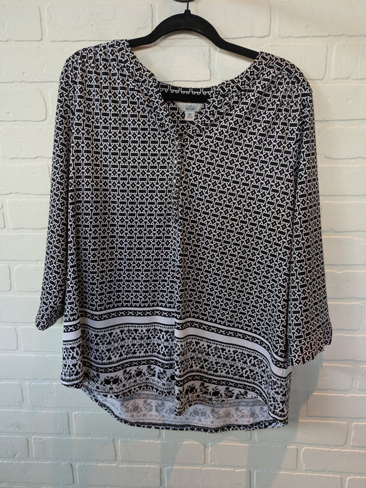 Black & White Top Long Sleeve Croft And Barrow, Size 1x