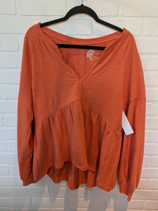 Top Long Sleeve By Pilcro In Orange, Size: M