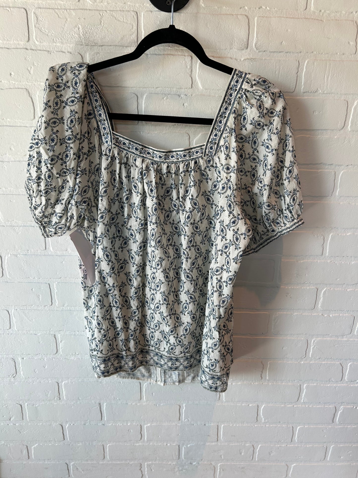 Top Short Sleeve By Max Studio In Blue & Cream, Size: Xl