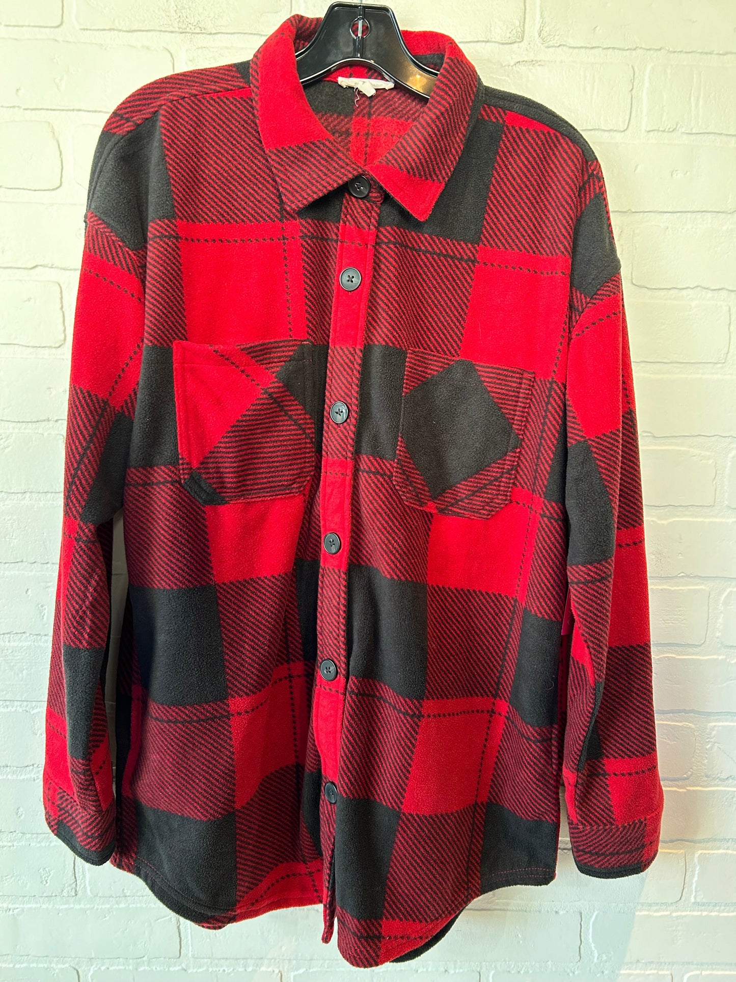 Jacket Shirt By Maurices In Black & Red, Size: M