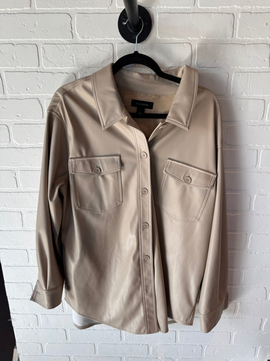 Jacket Shirt By Halogen In Tan, Size: L