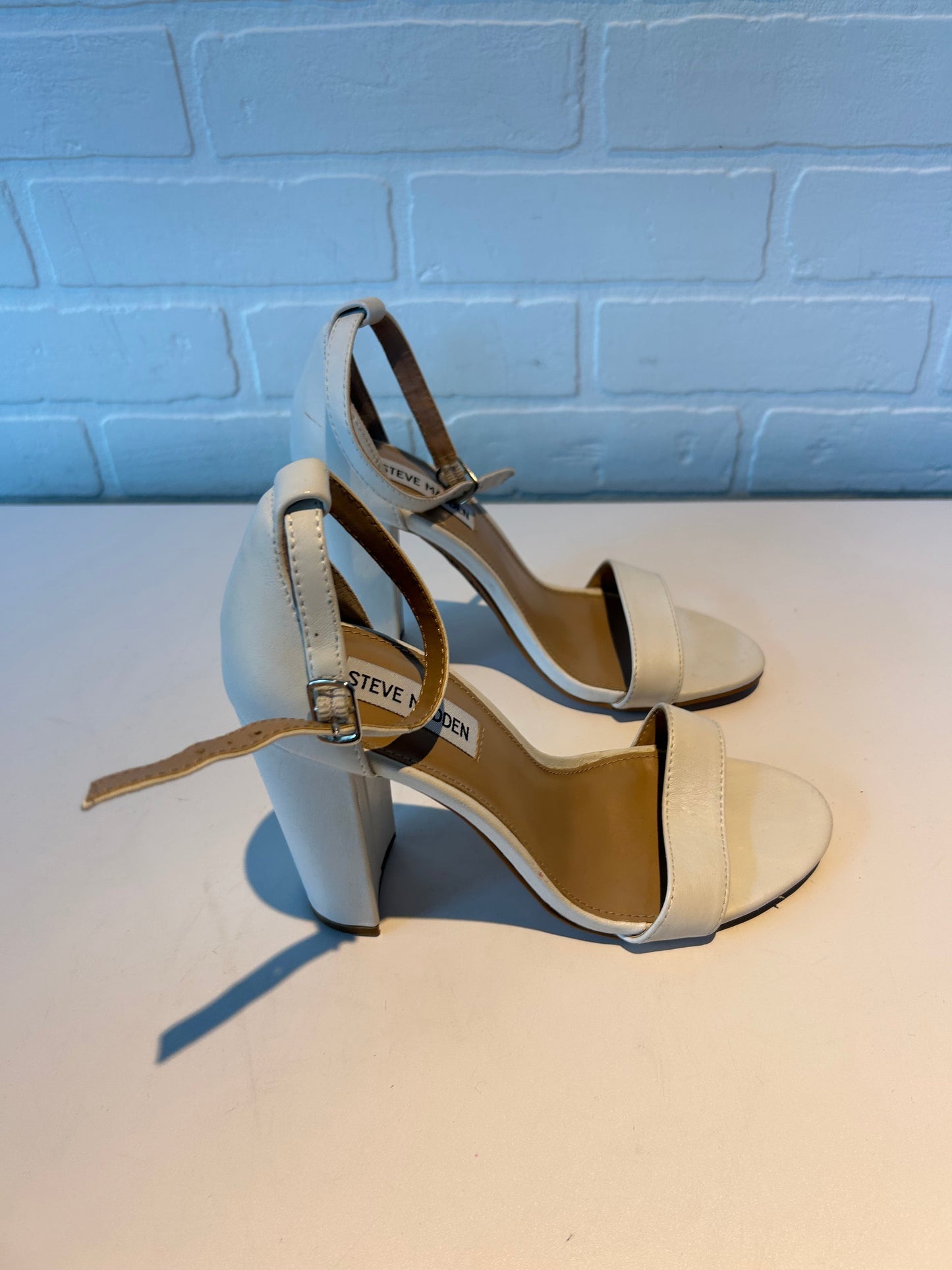 Sandals Heels Block By Steve Madden In White, Size: 7.5