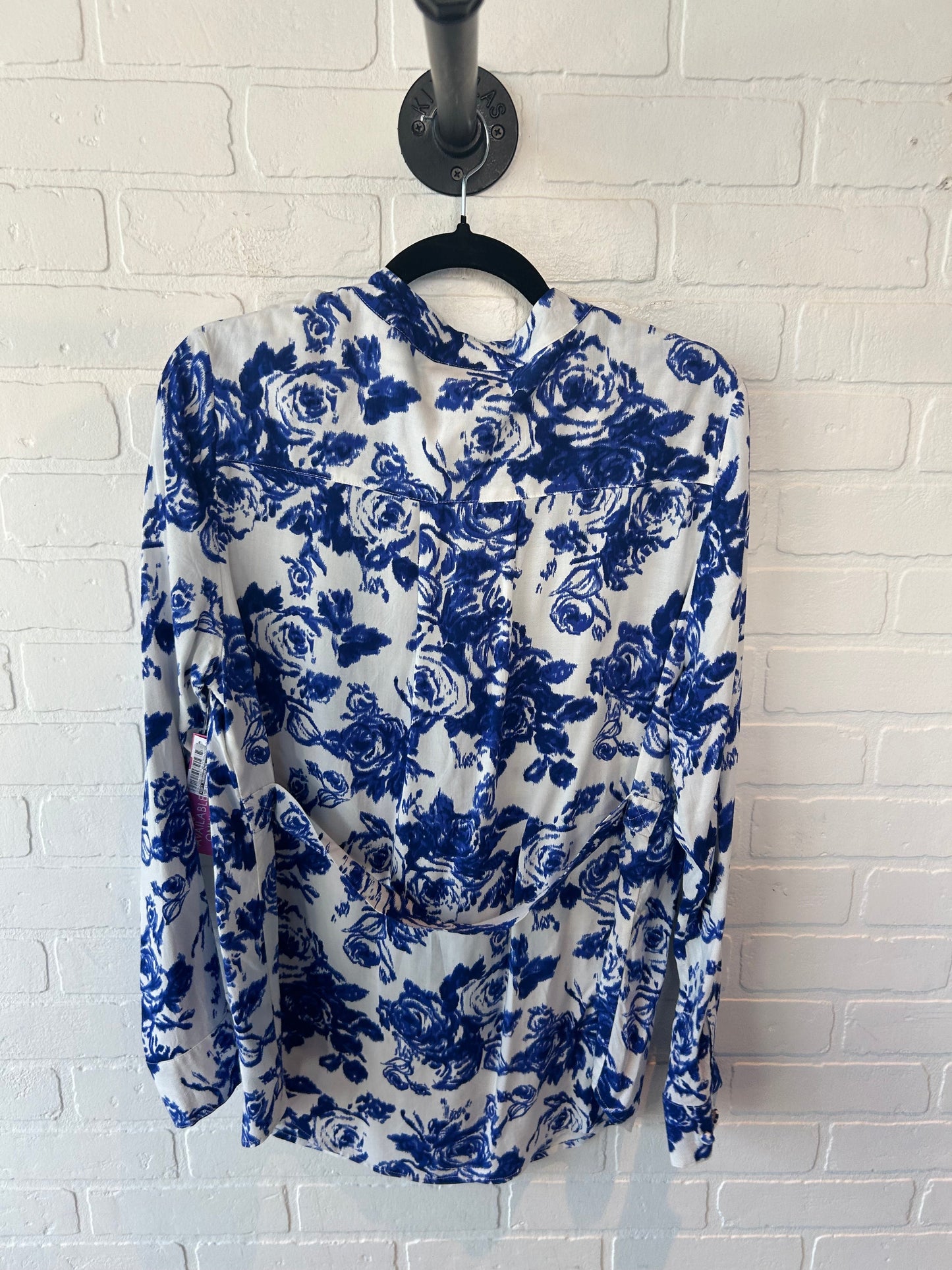 Top Long Sleeve By Soft Surroundings In Blue & White, Size: M