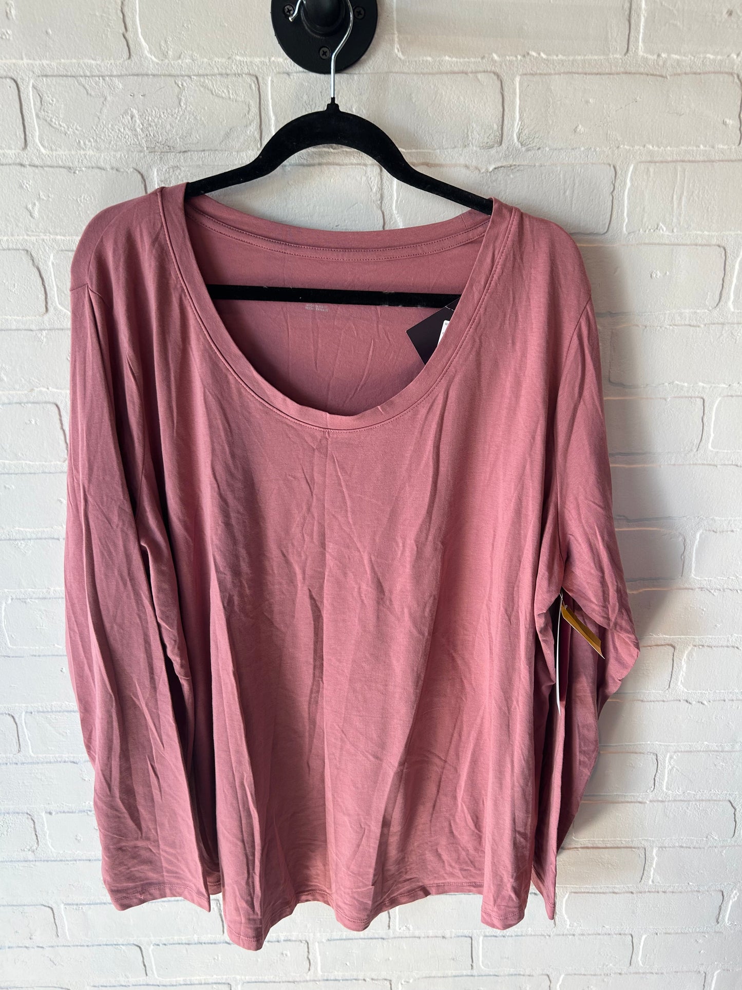 Top Long Sleeve Basic By Ava & Viv In Pink, Size: 2x